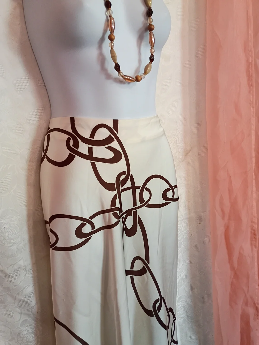 🛍️ BUNDLE ONLY🛍️Worthington Cream Maxi Skirt with Brown Chain Print